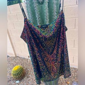 Vici Sequin Cowl Neck Tank, Medium, NWOT
